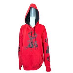 Stylish Crooks & Castles "Mr. Monopoly" Hoodie - Red & Black, Men's Large